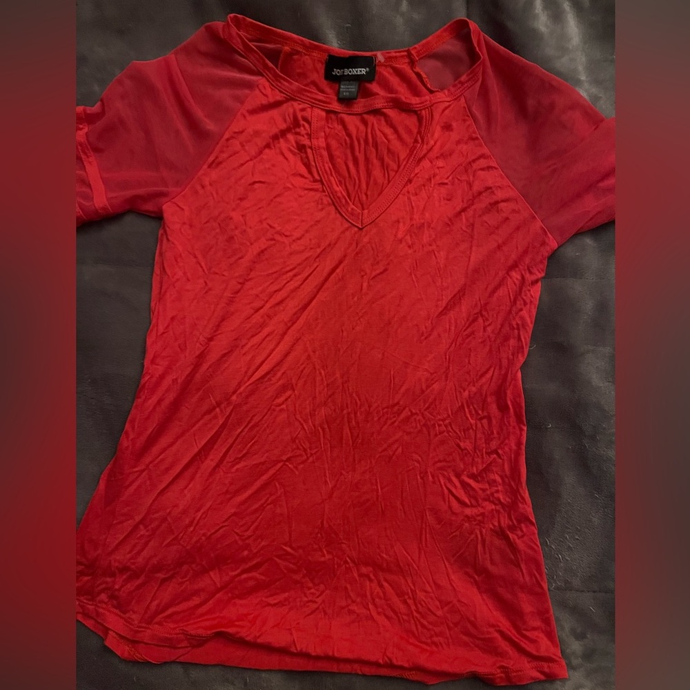 Joe Boxer Red V-Neck Short Sleeve Tee